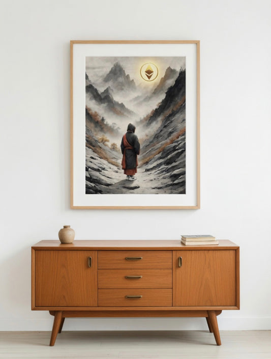 Ethereum Japanese Sensei Bitcoin A4 Print in Mount