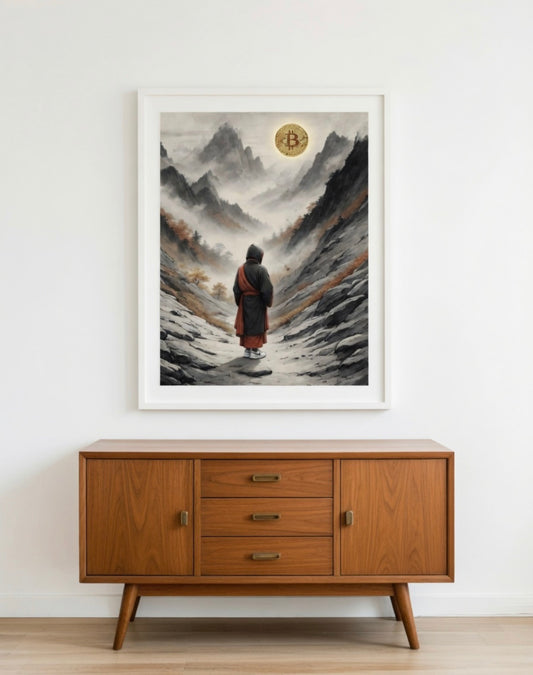 Bitcoin Japanese Sensei A4 Print in Mount